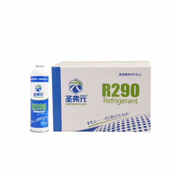 Muestra gratis Gas refrigerante R22 de pureza del 99% Gas propano de repuesto Gas refrigerante R290 R290